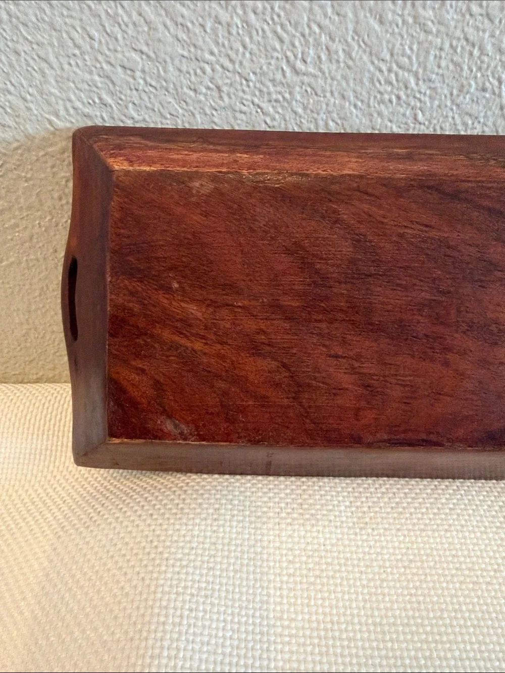 Vintage Indian Hand Carved Wooden Serving Tray w/ Inlay 15.5